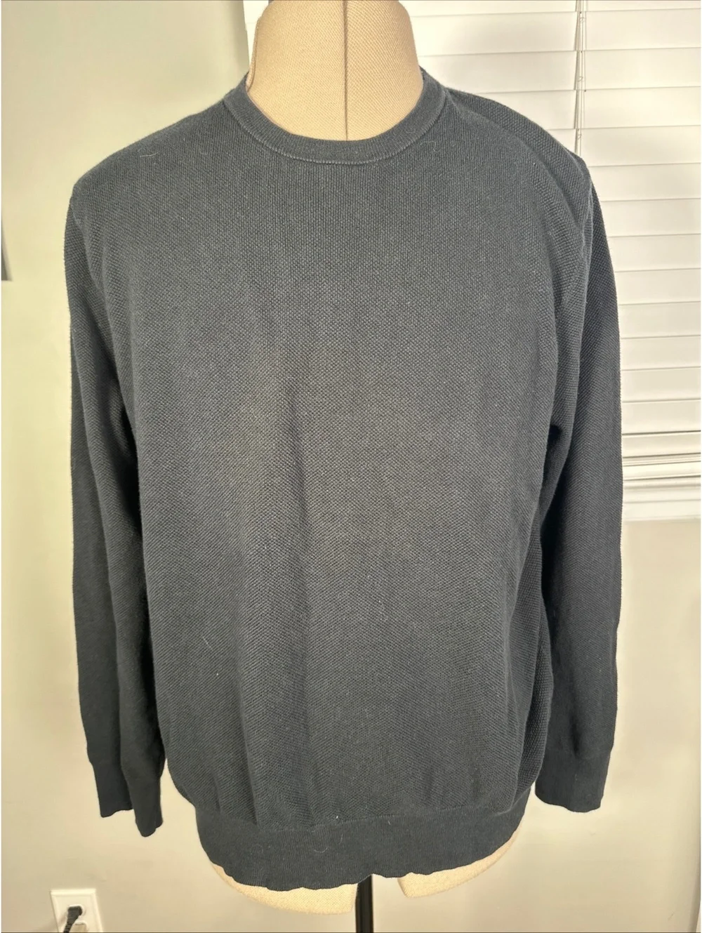 J.Crew Textured Knit Crewneck Sweater XL Black 100% Cotton